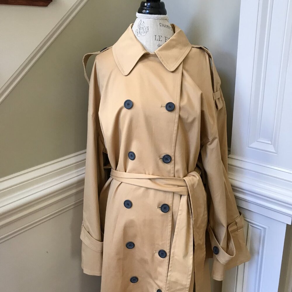 By Malene Birger Alanis Oversized Rain Trench Coat Womens 44 14 XL Tan Sand Belt - Picture 5 of 15